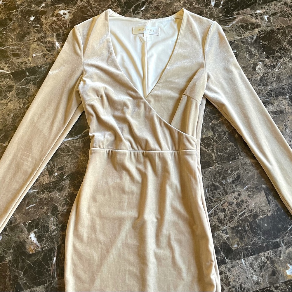 Meshki Dabria Velvet Mini Dress, Champagne, XS